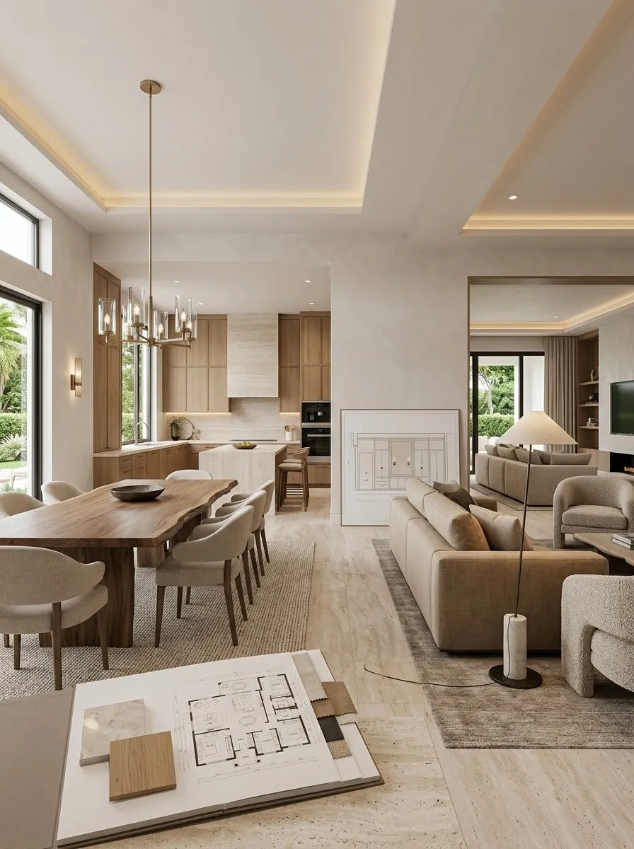 Bright open-plan living and dining space in a new home